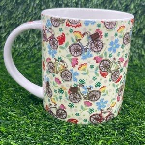 Floral Bicycle Pattern Mug, EUC
